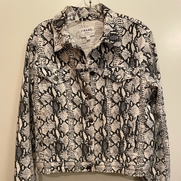Snakeskin print denim jacket Women